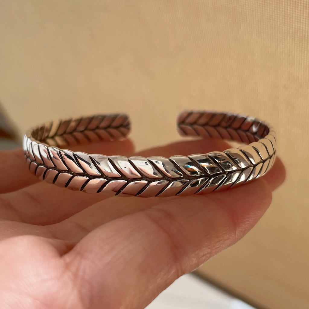 100% Solid 925 Sterling Silver Metal Bracelet for Women Vintage Handmade Simple Retro Chain Heart Bracelet Birthday Gift Party