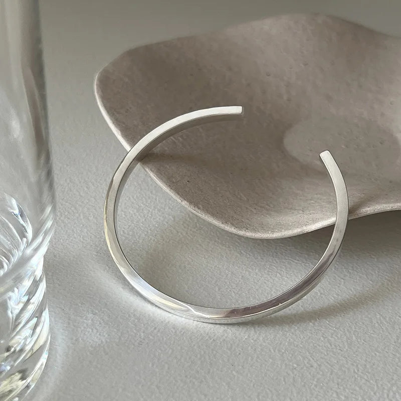 100% Solid 925 Sterling Silver Metal Bracelet for Women Vintage Handmade Simple Retro Chain Heart Bracelet Birthday Gift Party